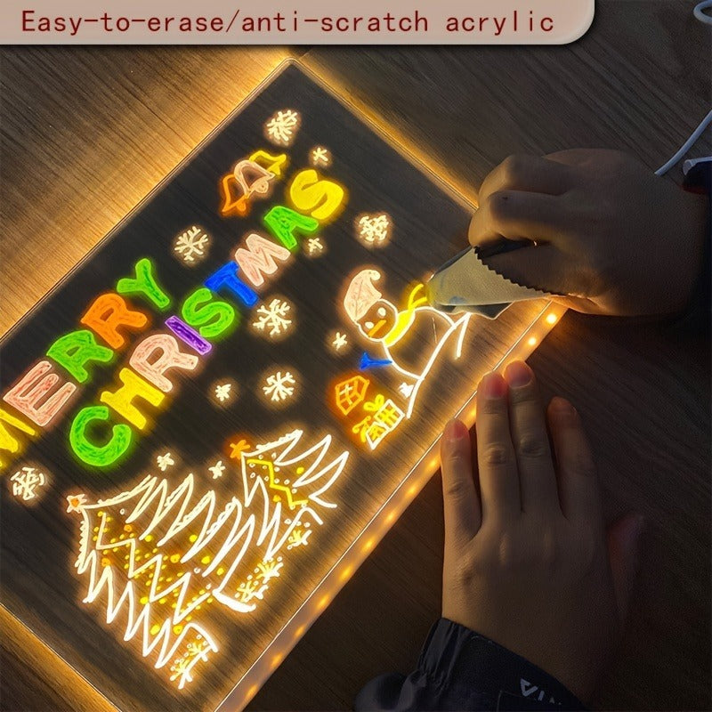 DIY Acrylic LED Glow Board (7.5x7.5 inch) with 7 Magic Pens