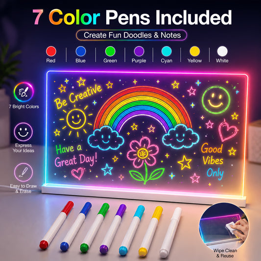 DIY Acrylic LED Glow Board (7.5x7.5 inch) with 7 Magic Pens