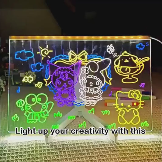 DIY Acrylic LED Glow Board (7.5x7.5 inch) with 7 Magic Pens